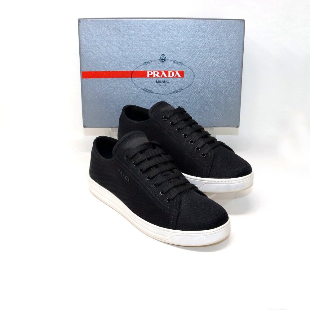 Prada 41 Black Sneaker Mesh Knit Fabric 3E6187